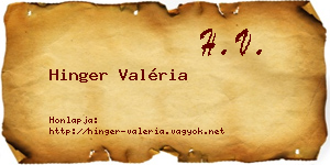 Hinger Valéria névjegykártya